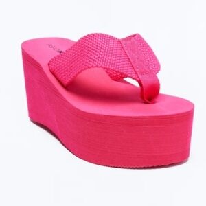 BRAND NEW WILD DIVA WOMEN'S WEDGE THONG SANDALS